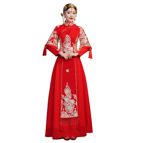 Shanghai Story XiuHe take bridal gown clothes Chinese red dress Traditional Chinese Clothing For Women