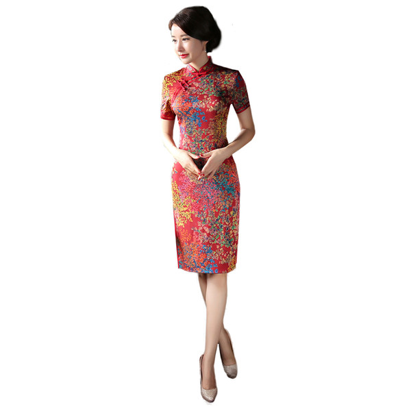 Shanghai Story Knee Length Qipao Cheongsam national trend Dress chinese style dress Vintage chinese dress 2 Color