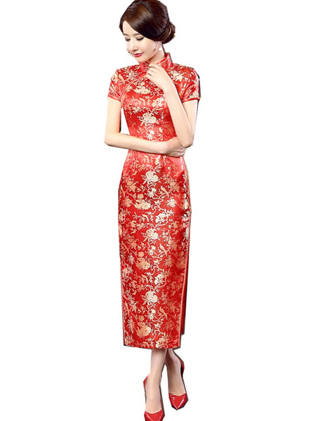 Shanghai Story high-grade long cheongsam Rayon Chinese cheongsam qipao dress chinese traditional clothing oriental dresses Cheap Qipao