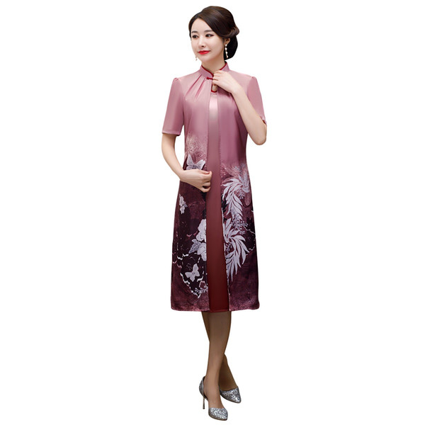 Shanghai Story Short Sleeve Vietnamese ao dai Style Dress Chinese traditional Clothing qipao long Chinese cheongsam 2 Color