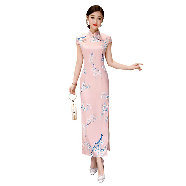 Shanghai Story Long Oriental Dress Chinese Traditional Dress Cheongsam Slim Qipao Chinese Women's Dress 2 Color