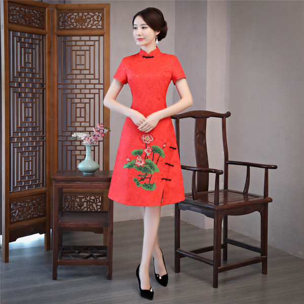 Shanghai Story 2022Qipao chinese Traditional dress Knee Length Cheongsam Oriental Style Dress Chinese Women's Clothing