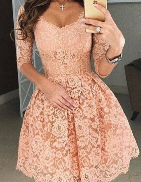 2017 Sexy Lace Party Dresses Sweetheart Half SLeeves Lace Cocktail Dress Cheap Summer Short Royal Blue,Red cocktail dresses for women