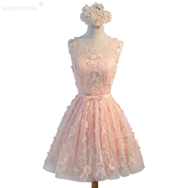 Lace Cocktail Dresses with Sheer Neck for Girls Special Occasion Homecoming A-line Above Knee Mini Tulle Hand Made Prom Party Gowns