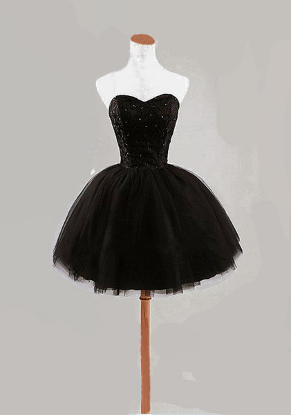 Elegant Sweetheart Beaded Lace Tulle Cocktail Dress 2019 Black Party Dresses Short Drop Shipping