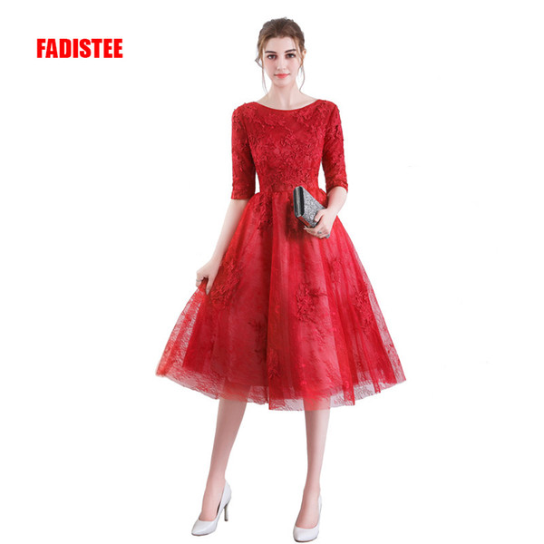 FADISTEE new arrival elegant Cocktail Dresses evening dress party dresses satin short A-line lace short sleeves sweety style