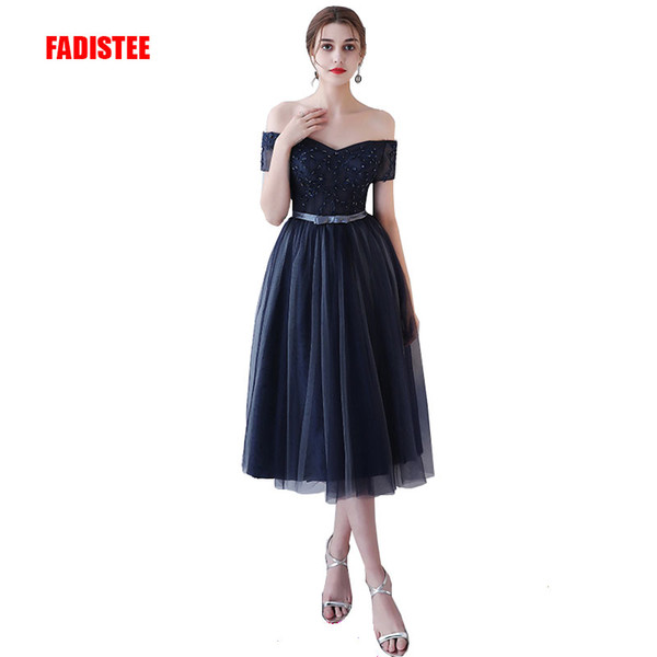 FADISTEE Hot sale elegant Cocktail Dresses evening dress party dresses tulle short A-line short sleeves lace beads boat neck