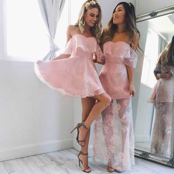 Unique Sweet Homecoming Dresses Off The Shoulder A Line Knee Length Vintage Lace Girl Prom Party Gowns Fashion Cocktail Dresses HY372