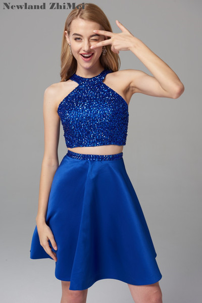 Royal Blue Short Homecoming Dress Cusotm Made New Arrival Sparkly Crystal Bead Sexy Cocktail Dress Good Quality 