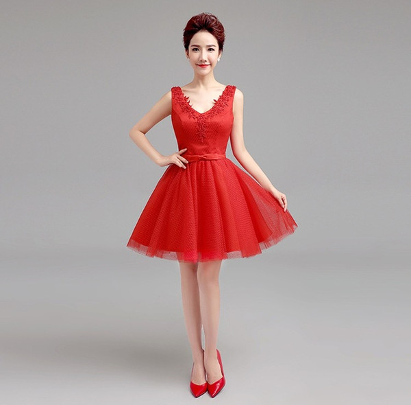 Shanghai Story V neck cocktail dresses for party Festival perfect vestidos coctel dresses short dress bridesmaid dress