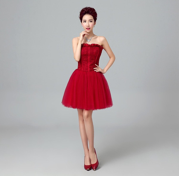 Shanghai Story Red women's Dresses Satin Bride dress vestido coctel short dress for party robe de cocktail dresses