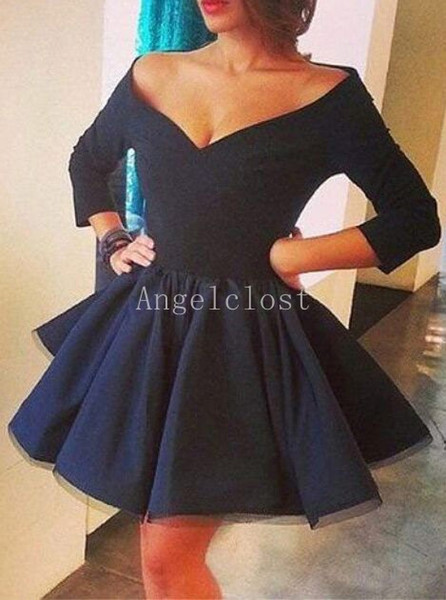 Hot Sell Ball Gown Cocktail Dresses Deep V Neckline Long Sleeve Special Occasion Mini Evening Party Dress Celebrity Prom Gowns Custom