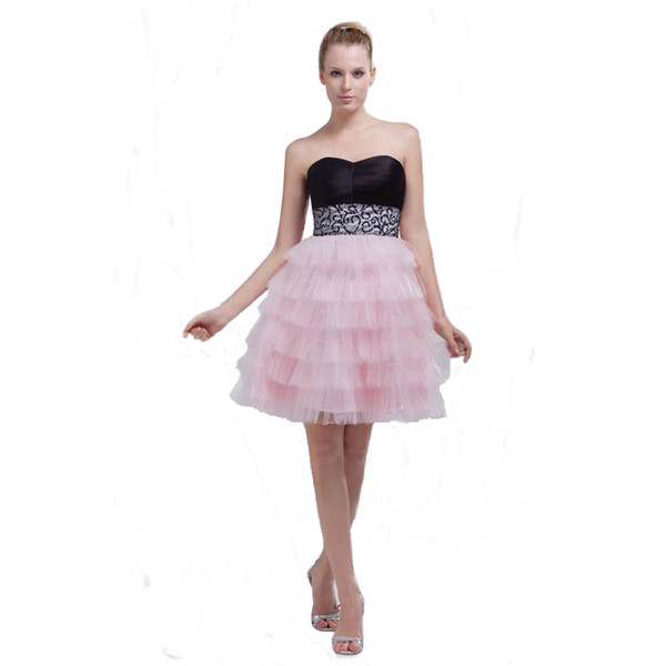 Latest Sweety Ladies Eren Jossie Brand Cocktail Dress Knee Length Pink Puffy Tulle Skirt Beaded Party Dress