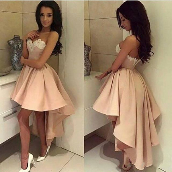 Modern Sexy Sweetheart Lace High-low Ball Gown Cocktail Dress Above-Knee Pleats Short Prom Dresses Sweety Homecoming Dress Graduation Party