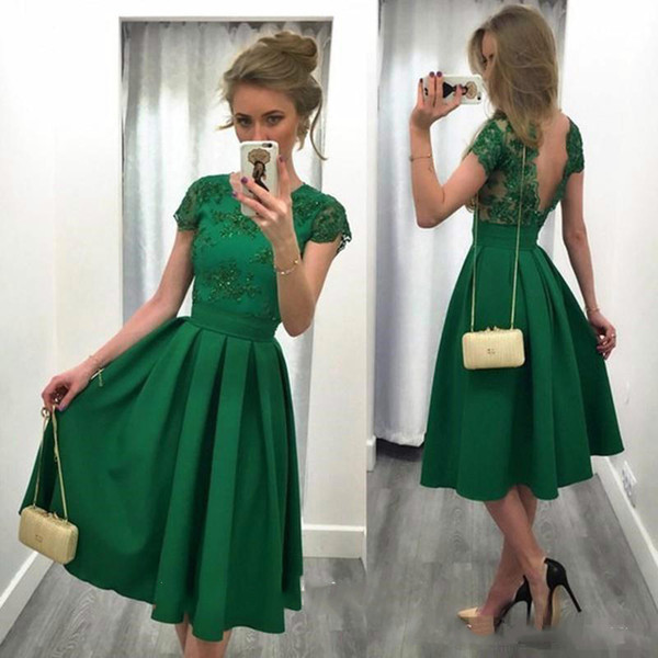 Green Lace Backless Short Cocktail Dresses A Line Party Gown Plus Size vestidos de coctel