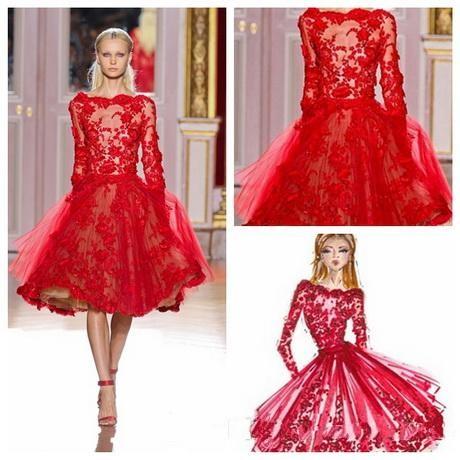 Zuhair Murad Lace Cocktail Dresses Designer Short Red Long Sleeves Sheer Beads Knee Length Party Homecoming Dresses For Girls 2017