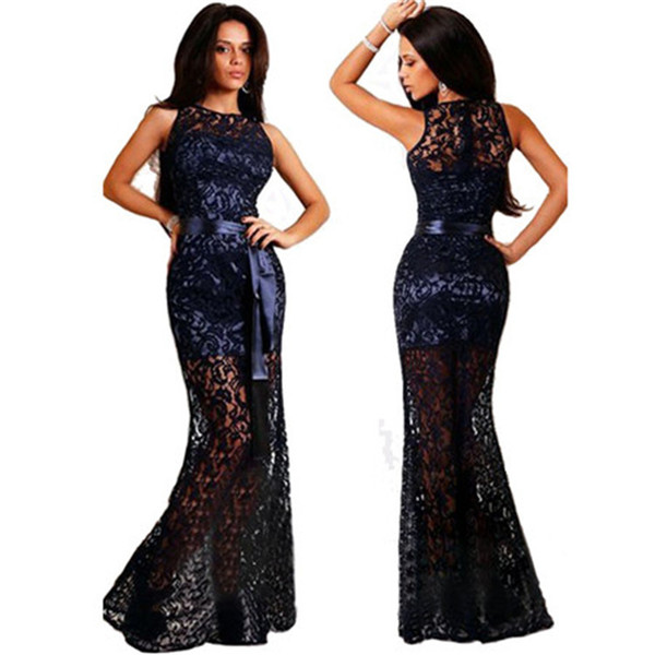 Lace Sleeveless Long Dress Lace Sleeveless Sexy Formal Cocktail Gown Party Maxi Long Dress Sleeveless Dress