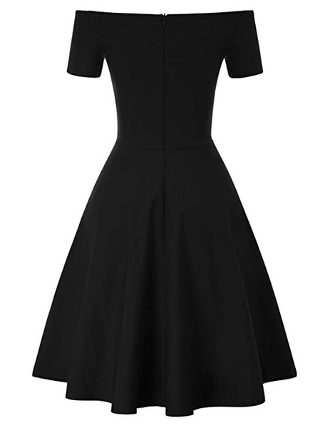 New black shoulder-to-chest collar, back high zipper skirt A cocktail party dress for the summer of 