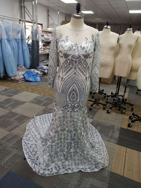 100% Real Image Designer Occasion Dresses Long Sleeve Backless Only Size US 16 Formal Evening Occasion Wear Fast 