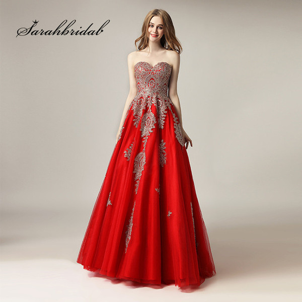 High Quality Sexy Long Prom Dresses Tulle A-Line Appliques Strapless Floor Length Back Lace Celebrity Gowns Sleeveless Hot LX359