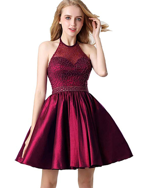 100% Real Image Prom Dresses Beaded Crystal Short for Juniors Halter Homecoming Party Gowns Designer Occasion Dresses