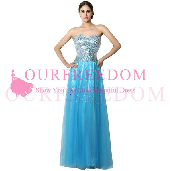 Sexy Sparkle Long Evening Dresses With Lace up Back Sleeveless Sweetheart Prom Gown Floor Length Tulle Sequins Beaded Formal Dresses SD085