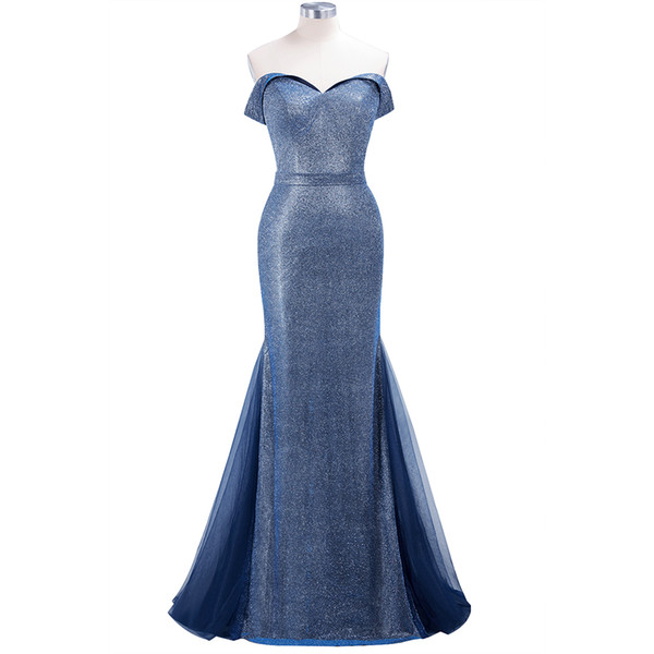 Under $50 2019 Newest Real Photo Evening Prom Dresses Mermaid Off Shoulder Sequins Reflective Bridesmaids Gowns Mother Dress CPS1249