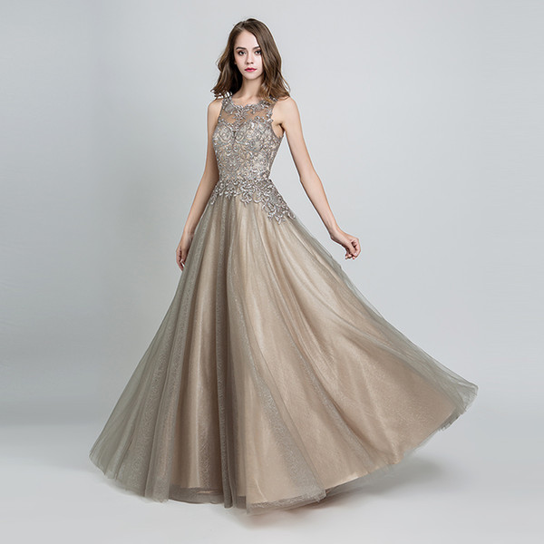 Gorgeous Moch Evening Dresses Jewel Neck Sleeveless Lace Beading Party Pageant Gowns Arabic Celebrity Dress Vintage formal Prom Gowns