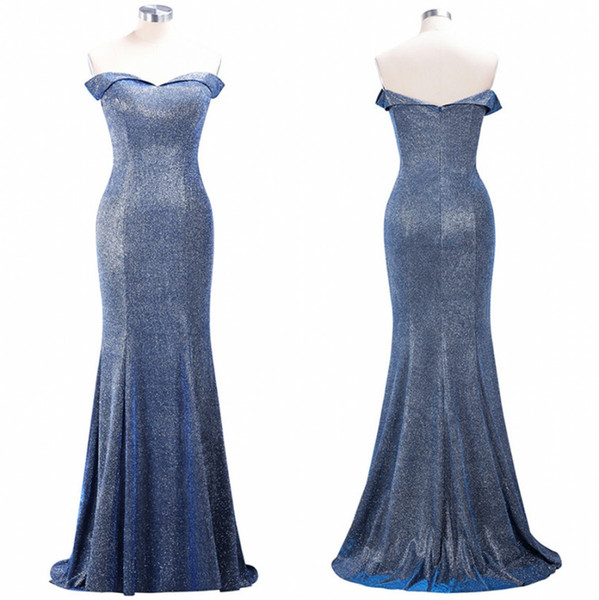Elegant Mermaid Evening Dresses Off Shoulder Sequins Sparkle Reflective Popular Prom Gowns Under $50 2019 Vestidos cheap CPS1248