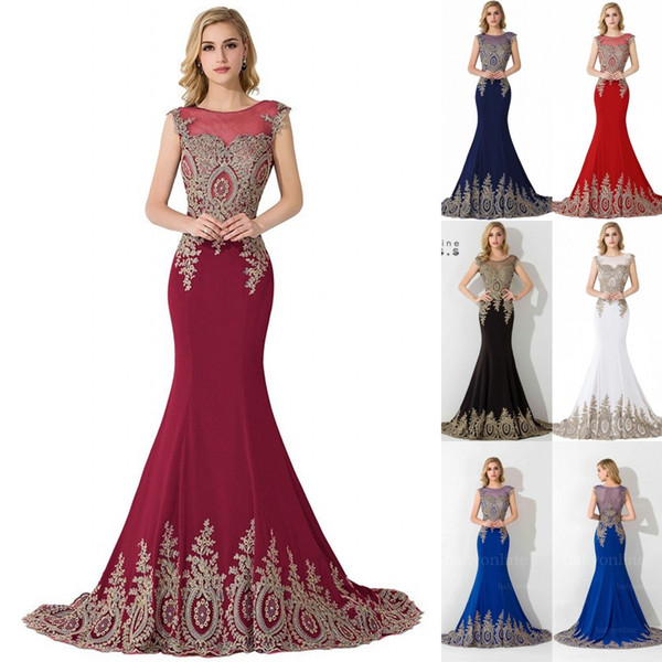 Designed 2019 Real Photo Prom Dresses Mermaid Crew Neck Formal Evening Gowns with Lace Appliques Arabic Islamic Muslim Pageant Dress CPS234