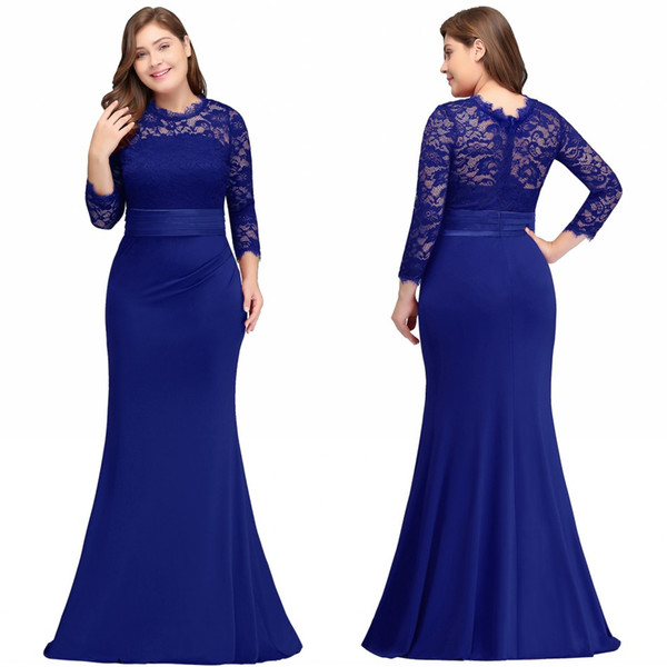 Cheap Black Mermaid Long Evening Dresses 2018 Satin Lace O Neck Zipper-Up Floor Length Vestidos Noche Prom Gowns Under 30 CPS613