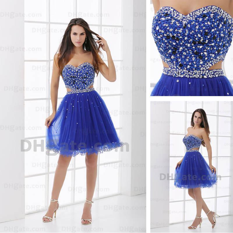 Prom Dresses Sweetheart Dark Blue Tulle Short Lovely Sexy Cocktail Dresses Gowns Real Actual Image DHYZ 02