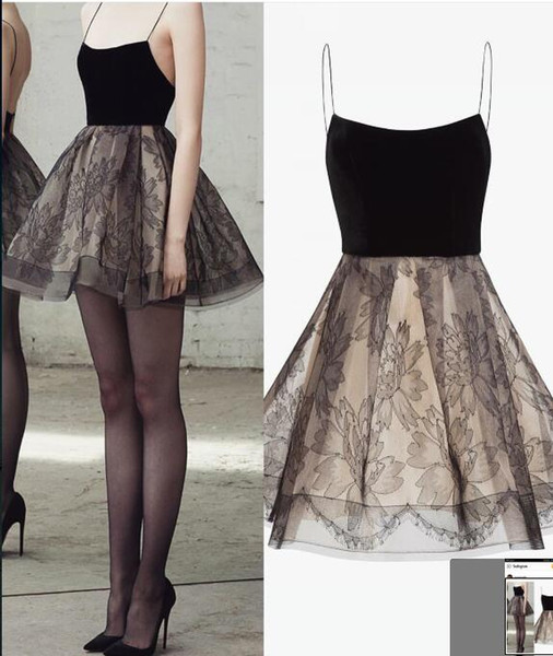 Modest Stylish Vestidos Luxury Prom Dress Sexy Short Cocktail Dresses Black velvet Appliques Evening Prom Gowns
