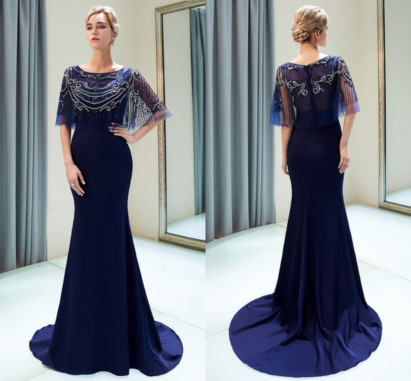 Navy Blue Sparkly Designer Prom Dresses New Red Mermaid Crystals Beaded Pearls Formal Evening Gowns Custom Made CPS1159