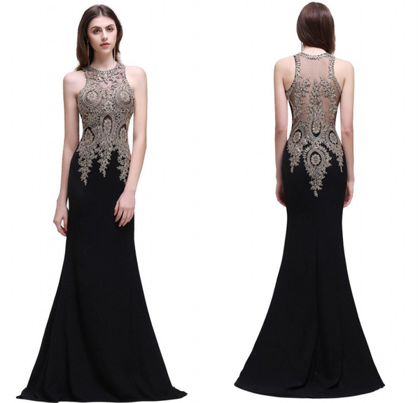 2018 Designer Occasion Dresses Mermaid Beaded Embroidery Long Evening Gowns Sheer Back Formal Prom Dress CPS525