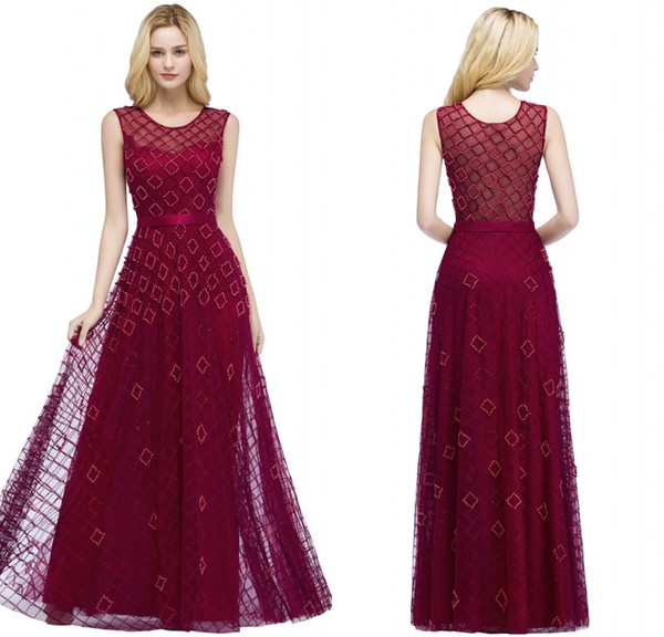 New Arrival Designer Evening Prom Dresses Gorgeous Grape Beaded Pearls Long Party Gowns CPS882