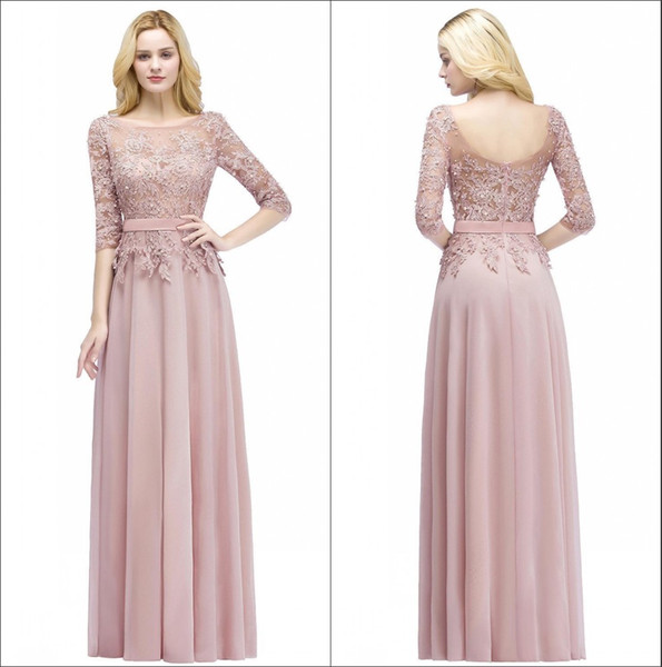 Long Sleeves Chiffon Evening Dresses Sheer Tulle Lace Applique Beaded Real Image Formal Party Prom Special Occasional Dresses CPS915