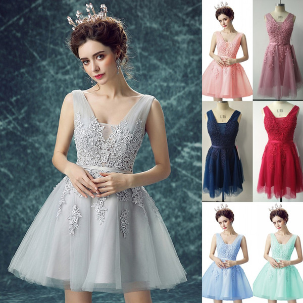 Vestidos De Feista 2022Fairy Short Cocktail Homecoming Dresses Backless Lace Tulle A Line Special Occasion Party Wear Gowns Cheap CPS341