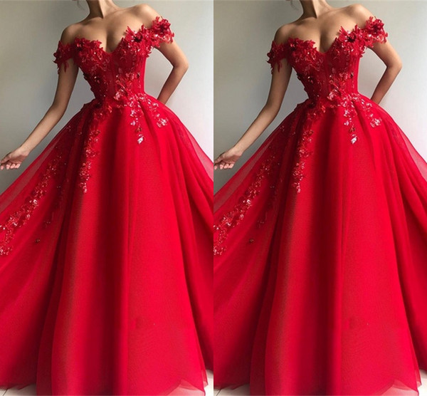 Elegant One Shoulder Red Evening Dresses Arabic Off Shoulder Appliques Sequins A Line Vestidos Long Prom Dress Celebrity Pageant Gowns