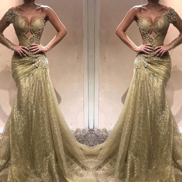 Elegant One Shoulder Lace Mermaid Evening Dresses Sweetheart Illusion Applique Long Formal Celebrity Gowns Prom Dress Wears BC0750