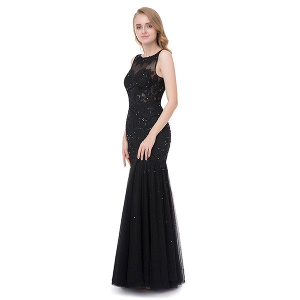 Long Evening Dresses Black Floor Length Mernaid Saudi Arabia LX571 Mermaid Prom Gown Party Wear