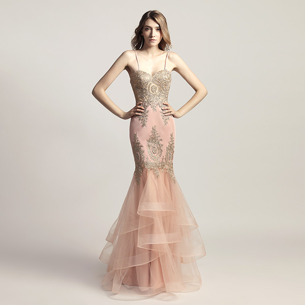 Mermaid Evening Dresses Formal Occasion Prom Party Dress LX462 Blush Trumpet Sexy Fast robes de soirée