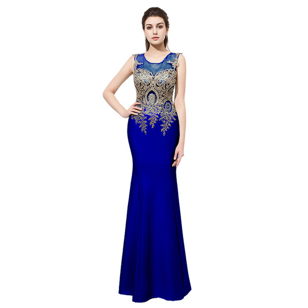 Mermaid Evening Dresses Formal Occasion Prom Party Dress LX412 Royal Blue Trumpet Sexy Sheer Back Fast 