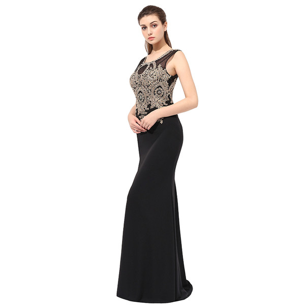 Mermaid Evening Dresses Formal Occasion Prom Party Dress LX360 Black Trumpet Sexy Sheer Back Fast 