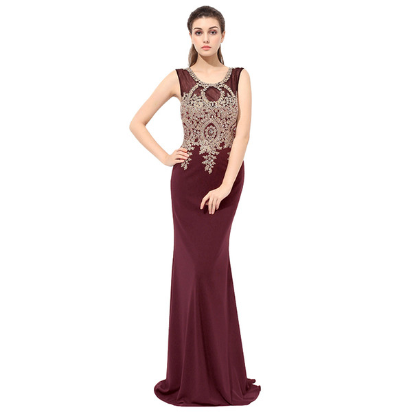 Mermaid Evening Dresses Formal Occasion Prom Party Dress LX360 Burgundy Trumpet Sexy Sheer Back Fast 