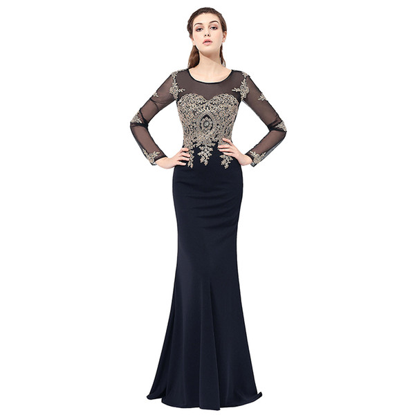 Mermaid Evening Dresses Formal Occasion Prom Party Dress LX357 Navy Blue Trumpet Sexy Sheer Back Fast 