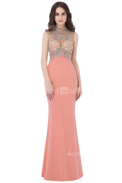 Mermaid Evening Dresses Formal Occasion Prom Party Dress LX291 Coral Trumpet Sexy Illusion Back Fast 