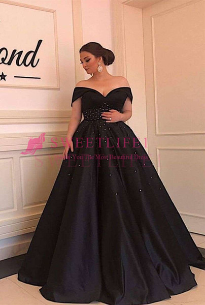 Black Off The Shoulder Evening Dresses Shining Beaded Crystal A Line Dubai Arabic Style Formal Occasion Prom Party Dresses Custom Made