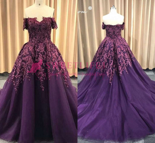 Gorgeous Off The Shoulder Evening Dresses Lace Appliques A Line Sweep Train Formal Occasion Prom Party Dresses Custom Made Hot Sale