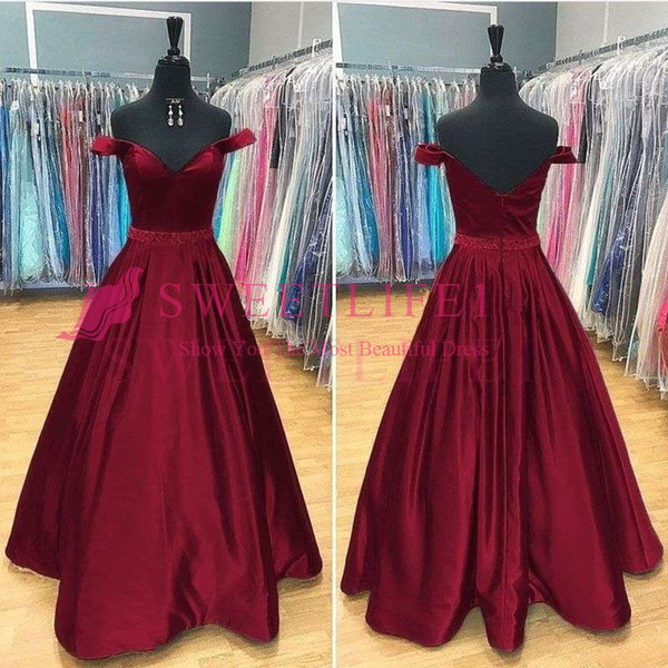 Dark Red Off The Shoulder Evening Dresses Floor Length A Line Back Formal Occasion Prom Party Gown Custom Made Hot Sale